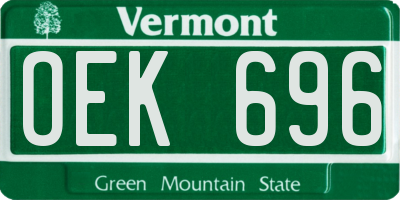 VT license plate OEK696