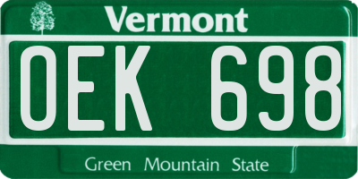 VT license plate OEK698