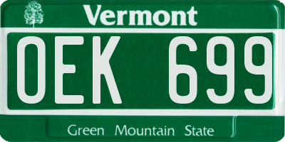 VT license plate OEK699