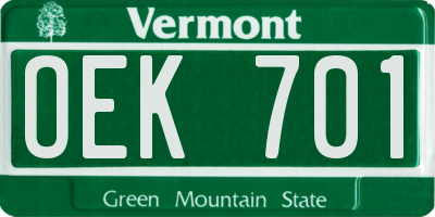 VT license plate OEK701