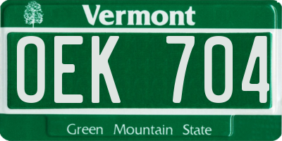 VT license plate OEK704