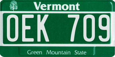 VT license plate OEK709