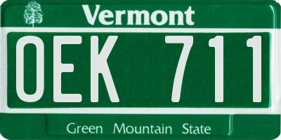 VT license plate OEK711