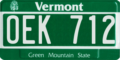VT license plate OEK712