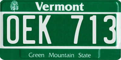 VT license plate OEK713