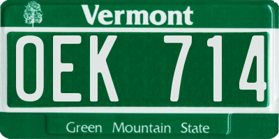 VT license plate OEK714