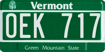 VT license plate OEK717