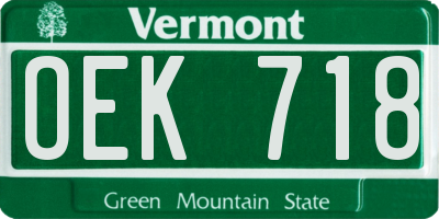 VT license plate OEK718