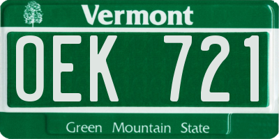VT license plate OEK721