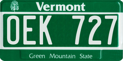 VT license plate OEK727