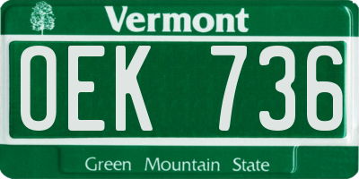 VT license plate OEK736