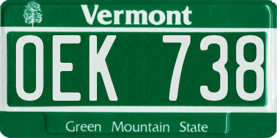 VT license plate OEK738