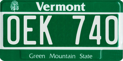 VT license plate OEK740