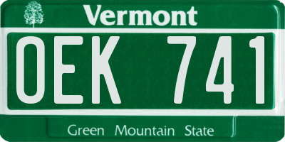 VT license plate OEK741