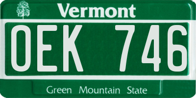 VT license plate OEK746