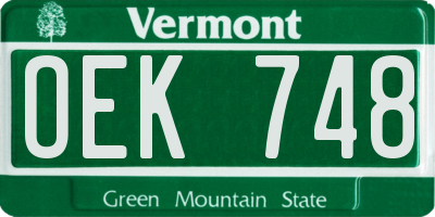 VT license plate OEK748
