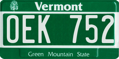 VT license plate OEK752