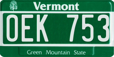 VT license plate OEK753