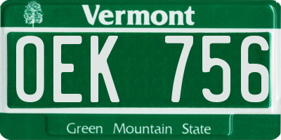 VT license plate OEK756