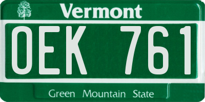 VT license plate OEK761