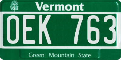 VT license plate OEK763