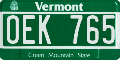 VT license plate OEK765