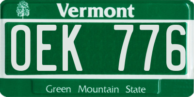 VT license plate OEK776