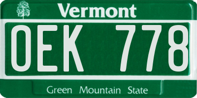VT license plate OEK778