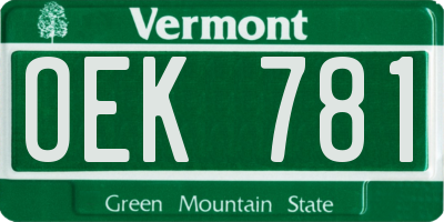 VT license plate OEK781