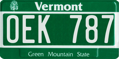 VT license plate OEK787