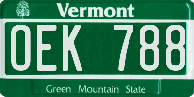 VT license plate OEK788