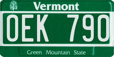VT license plate OEK790