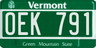 VT license plate OEK791