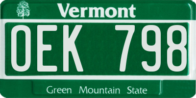 VT license plate OEK798