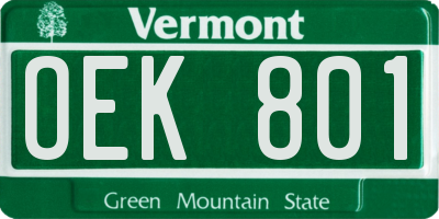 VT license plate OEK801