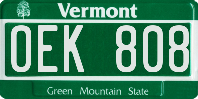 VT license plate OEK808
