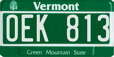 VT license plate OEK813