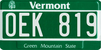 VT license plate OEK819