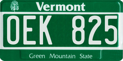 VT license plate OEK825
