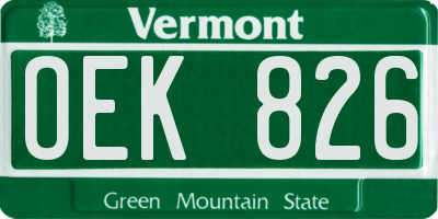 VT license plate OEK826