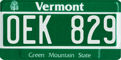 VT license plate OEK829