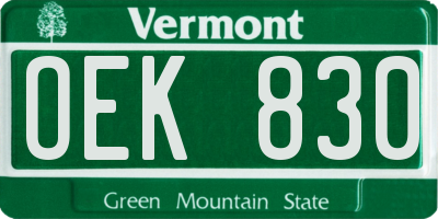 VT license plate OEK830