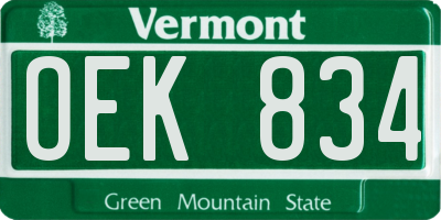 VT license plate OEK834