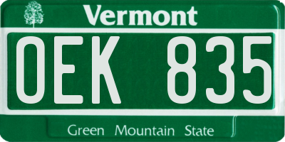 VT license plate OEK835