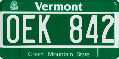 VT license plate OEK842