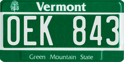 VT license plate OEK843