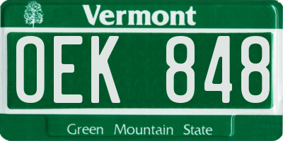 VT license plate OEK848