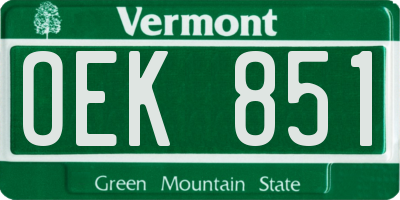 VT license plate OEK851