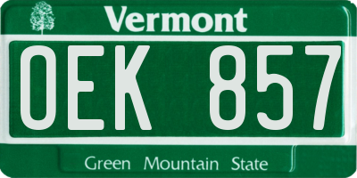 VT license plate OEK857