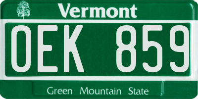 VT license plate OEK859